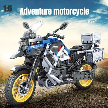 1: 6 Tech Adventure Мотоциклет Автомобил MOC Модел за Изграждане на елементи на Градския Мотоциклет Състезателни Автомобили Тухли Играчки за Деца