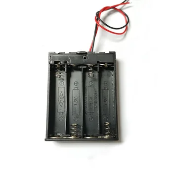 1 бр./лот Пластмаса 4 AAA Батерия Калъф стойка За Съхранение на Пластмасова Кутия Батерия Пружинен Скоба Черен, Червен Проводник с Капак Превключвател