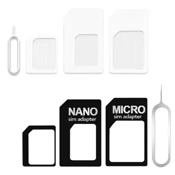 1 Комплект 4 в 1 Конвертиране на нано-SIM карта в micro Стандартен адаптер за iPhone за Samsung 4G LTE USB Безжичен рутер (случаен цвят)
