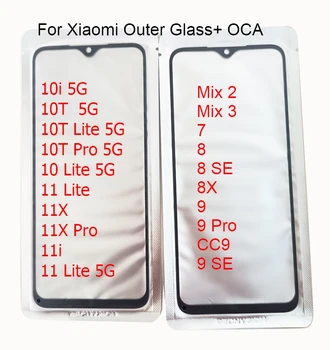 10 бр. За Xiaomi Mi 7 8 8X9 SE CC9 10i 10T Lite 5G 11 11i 11X Pro Сензорен Екран Предната Външна Стъклена Леща ОСА Филм