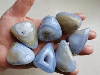 100 г натурален агатового полиран камък синята завързана агатовый камък