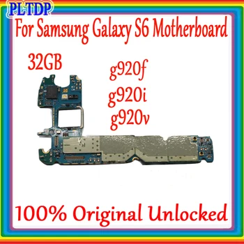 100% Оригинална дънна платка за Samsung Galaxy S6 G920F G920I G920V, отключен за Samsung S6 дънна Платка 32 GB, безплатна доставка