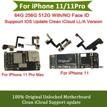 100% Оригинална Разблокированная дънна Платка За iPhone 11 Pro Max Logic дънната Платка С/Без Face ID Пълни с Чипове IOS Система е Чист iCloud