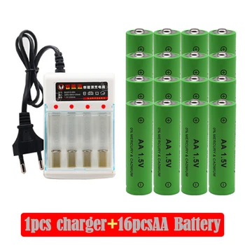 100% чисто Нов AA акумулаторна батерия 4000 mah 1,5 AA Алкална батерия + зарядно устройство за AA
