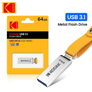 10шт KODAK K123 Метална писалка-диск USB3.0 16 GB 32 GB 64 GB 128 GB USB3.1 USB Флаш памет Mini memoria usb кожен landyard