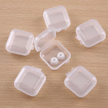 10ШТ Мини-Прозрачна Пластмасова Кутия Кутия За Съхранение на Бижута Контейнер За Съхранение на Преносим Обеци, Пръстен тапи за уши Опаковка Кутия За Съхранение
