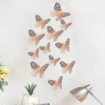 12 бр. 3D Кухи Стикер с Пеперуда На Стената За Украса на Дома си САМ 