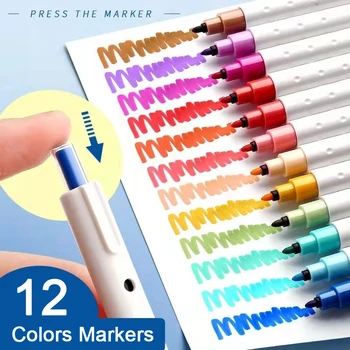 12 цвята Прибиращи Акварелни Маркери Комплект Дръжки Писалка За Рисуване Влакна Съвет Студентски Детска Художествена Живопис Манга Ученически Стоки За Бродерия Canetas