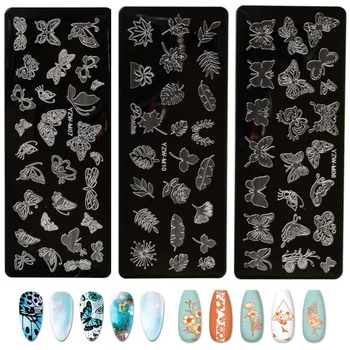 1бр пеперуда Дизайн Ноктите на Печата За Пробиване на Ноктите Шаблон Цвете Геометрични Животни DIY Дизайн Ноктите Маникюр Изображение на Плаката Шаблони