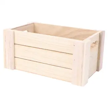 1бр Творчески Дървена Кутия За Съхранение на Настолен Органайзер Украса на Къща (Малък)