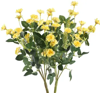 2 ЕЛЕМЕНТА Изкуствени Цветя, Букети Рози са Устойчиви На Uv Фалшиви Растения Зелените Храсти Храсти Жълти Копринени Цветя Споразумение