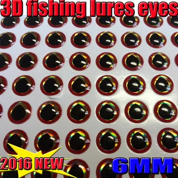 2016 гореща 3d ярък цветен златна линия на очите риболовни очите размер: 6 мм, количество: 500 бр/лот реалистични очи!!!