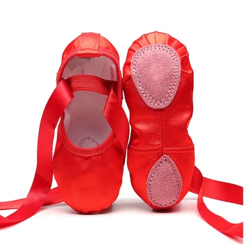 2022 Бебешко Облекло Детски Балетные Обувки Розови Телесни Копринени Балетные Танцови Обувки С Разрезной Замшевой Подметка