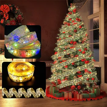 2022 Нов Коледен Коледа Орнамент Led Светлинна Лента Венец Коледна Украса за Дома 2023 Коледни Подаръци Навидад Natale Декор