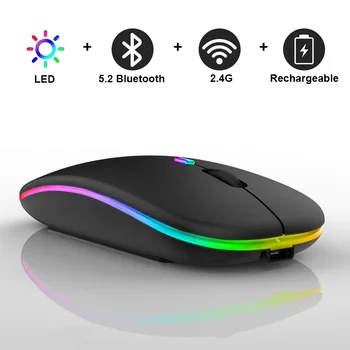 2022 Нова Безжична Мишка Bluetooth USB Акумулаторна RGB Мишка С 2.4 Ghz, 1600 dpi Мишка За Компютър, Лаптоп КОМПЮТРИ Macbook Gaming