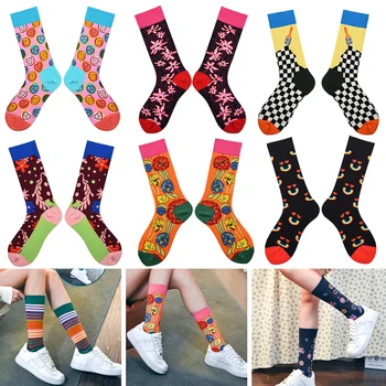2023 Цветни Дамски Памучни Чорапи за Екипажа, Забавни шарени цветя с домашен Любимец Модел, Творчески Дамски Чорапи За Подаръци