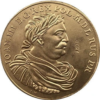 24-k Gpld-Позлатени 1674-1696 полиране на монети КОПИЕ БЕЗПЛАТНА ДОСТАВКА на 34.5 мм