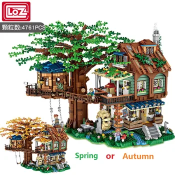 2в1 LOZ Блокове Развитие на Играчка Къщичка Върху Дърво, Дървени Brinquedos Строителни Тухли Играчка за Деца, Подарък Коледен Подарък 1033