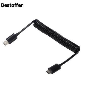 3 Ft 1 M Пружинен Спирален кабел Micro USB B за Mini USB 5-пинов Штекерный Адаптер Спирален кабел