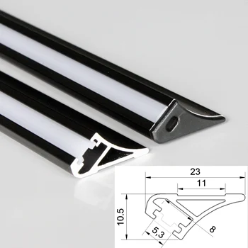 30 m (30 бр.) много 1 м всяка, черен led алуминиев профил за led ленти с млечно-бял рассеивающим покритие