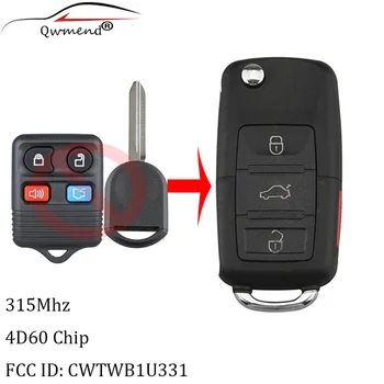 315 Mhz Сгъваем Дистанционно Автомобилен Ключ За Ford CWTWB1U331 GQ43VT11T CWTWB1322 CWTWB1U345 4 бутона с чип Транспондер 4D60