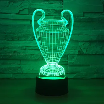3D Купа Футболен Трофей Лампа 7 Цвята Промяна 3D Led нощна светлина Сензорен Бутон USB Детска Спалня Сън Luminaria Светлина