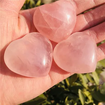 3шт естествен кристален камък розов кварц любовта под Формата На сърце от Камък исцеляющий crystal скъпоценен камък 30 мм