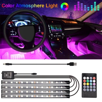 48LED RGB С Лампа Водоустойчив Авто Led Лампа За Осветление на интериора на Колата, С Лампиона С Музикален Горивото Декоративна Осветление