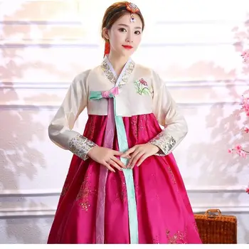 5 Вида Цветя Корейската Мода Древните Костюми Женствена Рокля Ханбок Традиционна Парти Азиатски Дворец Cosplay Облекло За Изказвания 한복
