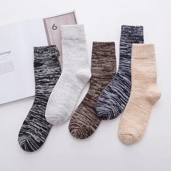 5 двойки/лот, Нови есенно-зимни мъжки Чорапи, Вълнени Дебели Топли мъжки Чорапи, Обикновена Чорапи с Високо качество