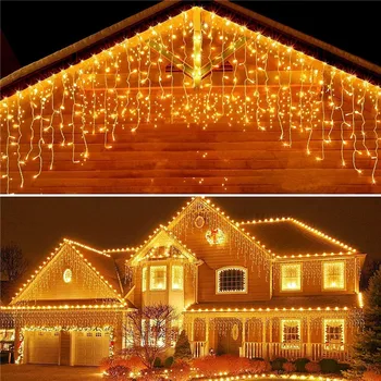 5 Метра Led Завеса Icicle Струнни Светлините на Коледна Гирлянда Страхотна Светлина Висящи 0,4-0,6 м Градински Външни Корнизи Външен Декоративен Светлина