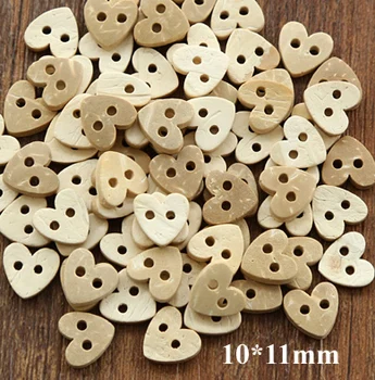50 бр./лот, кокосови копчета с малко сърце, 10*11 мм, аксесоари за шиене, дървени пуговица (ss-1146-723)
