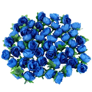 50 изкуствени рози, височина 3 см, сватбена украса, тъмно син
