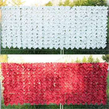 50x100 см Изкуствена Цвете жив Плет Изкуствен Жив Плет Изкуствена Ограда, Украса от Имитация на Ратан Зелени Растения за Външно Градински Декор