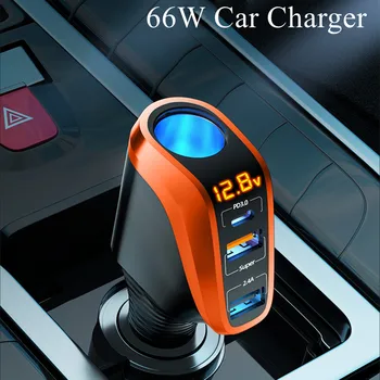 66 W Зарядно за Кола Smart Fast Charging Dual USB PD20W 12-24 В захранващ Адаптер Многофункционални Двойно Зарядно Устройство За Бързо Зареждане