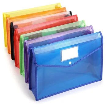 7 Бр Многоцветни Пластмасови Чанти Копчета Формат А4 с Голям Капацитет, Чанти За документи, Сортирани Чанти За Съхранение на Етикети За Училище, у Дома, на Работа, на Офиса