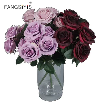 9 рози/Букет 55 см Изкуствени Фалшиви Копринени Цветя на Сватбени Рози Украса Вечерни Дисплей Цветен Подарък