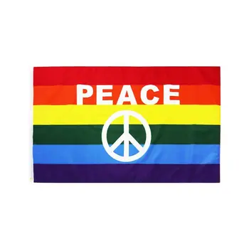 90x150 см Дъгата Флаг със символа на Знака за Мир Гей-Гордост Банер ЛГБТ Фестивал Събитие