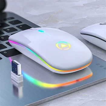 A2 Тънка Мини Безжична Bluetooth-съвместима Мишка Акумулаторна Тиха Мишка с led подсветка 2,4 Ghz USB Регулируема Оптична мишка DIP