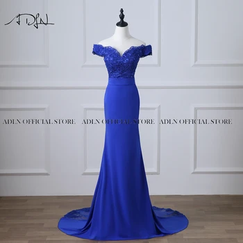 ADLN Кралско Синьо Вечерна рокля с открити рамене, расшитое мъниста и аппликацией, рокля за специални Случаи, вечерна рокля Русалка, вечерна рокля
