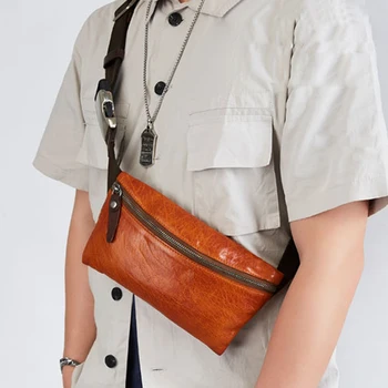 AETOO Кожена нагрудная чанта мъжки малка лятна ретро мини джоб за мобилен телефон кожена чанта-месинджър мъжки тънка малка чанта