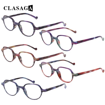 CLASAGA, 5 Опаковки Очила за четене, Пружинни Панти, Мъжки и Дамски Квадратна Цветна Дограма, Предписани Очила за четене HD, Декоративни Очила 0 ~ 600
