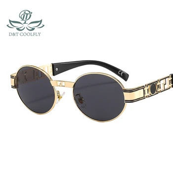 D & T 2021 Нови Кръгли Слънчеви Очила Женски Мъжки Луксозни Маркови Дизайнерски Модни Тенденция Наклони Дограма От Алуминиеви Издълбани Бижута Слънчеви Очила