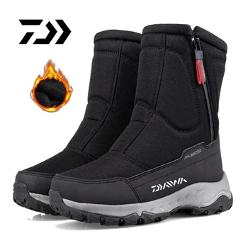 DAIWA/Зимни мъжки обувки за риболов, дебели, топли, плюс кадифе нескользящие ботуши за Риболов, обувки с висок берцем, плюс кадифе ски туристически обувки