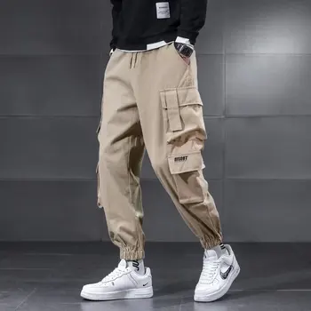 EAEOVNI Карго Панталони С много Джобове Мъжки Японски Модни Тела в Голям Размер, Свободни Мъжки БрюкиКарго Улични Работни Ежедневни Панталони