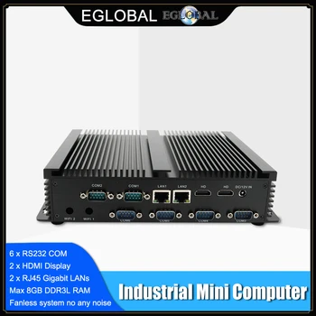 Eglobal Промишлен Мини КОМПЮТЪР Intel Core i3, i5 4005U 4200U 4500U 2 RJ-45 Lan 2HDMI Linux на Настолен компютър 6 RS232 COMs 8 USB Windows