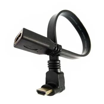 HDMI-съвместим ъгъл на наклона на 270/90 градуса Тънък плосък удлинительный HDMI кабел и от мъжа към жената Нагоре / Надолу под Ъгъл кабел 1,4 По-къс кабел hdmi 0,3 м