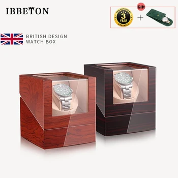 IBBETON Единичен Моталка За Часа на Батерия Дървена Шейкър Кутия За Часовници Автоматична Моталка Стъклен Калъф За Съхранение на Mabuchi Mute Motro