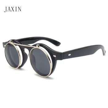 JAXIN Кръгли ретро Двуслойни Слънчеви Очила Дамски Модни Черни Слънчеви Очила в стил Steampunk Ms брендовый дизайн тенденция диви очила очила