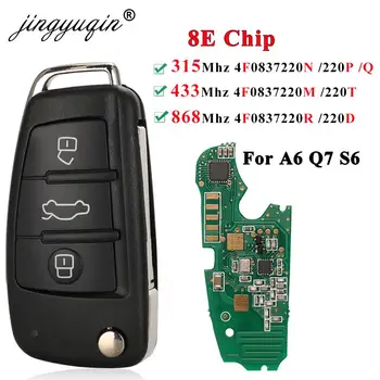 jingyuqin 8E0 837 220 N/P/Q/M/T/R/D 315/433/868 Mhz 8E Чип-ключ за Audi A6 S6 Q7 8E0837220Q Флип 3BTN авто Дистанционно Ключодържател